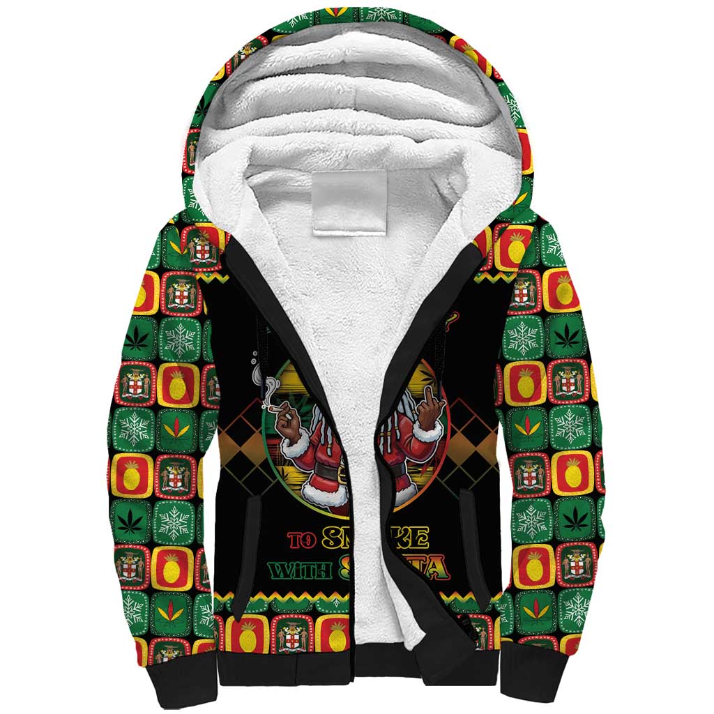 Afro-Jamaicans Christmas Sherpa Hoodie Most Likely To Smoke With Santa - African Pride