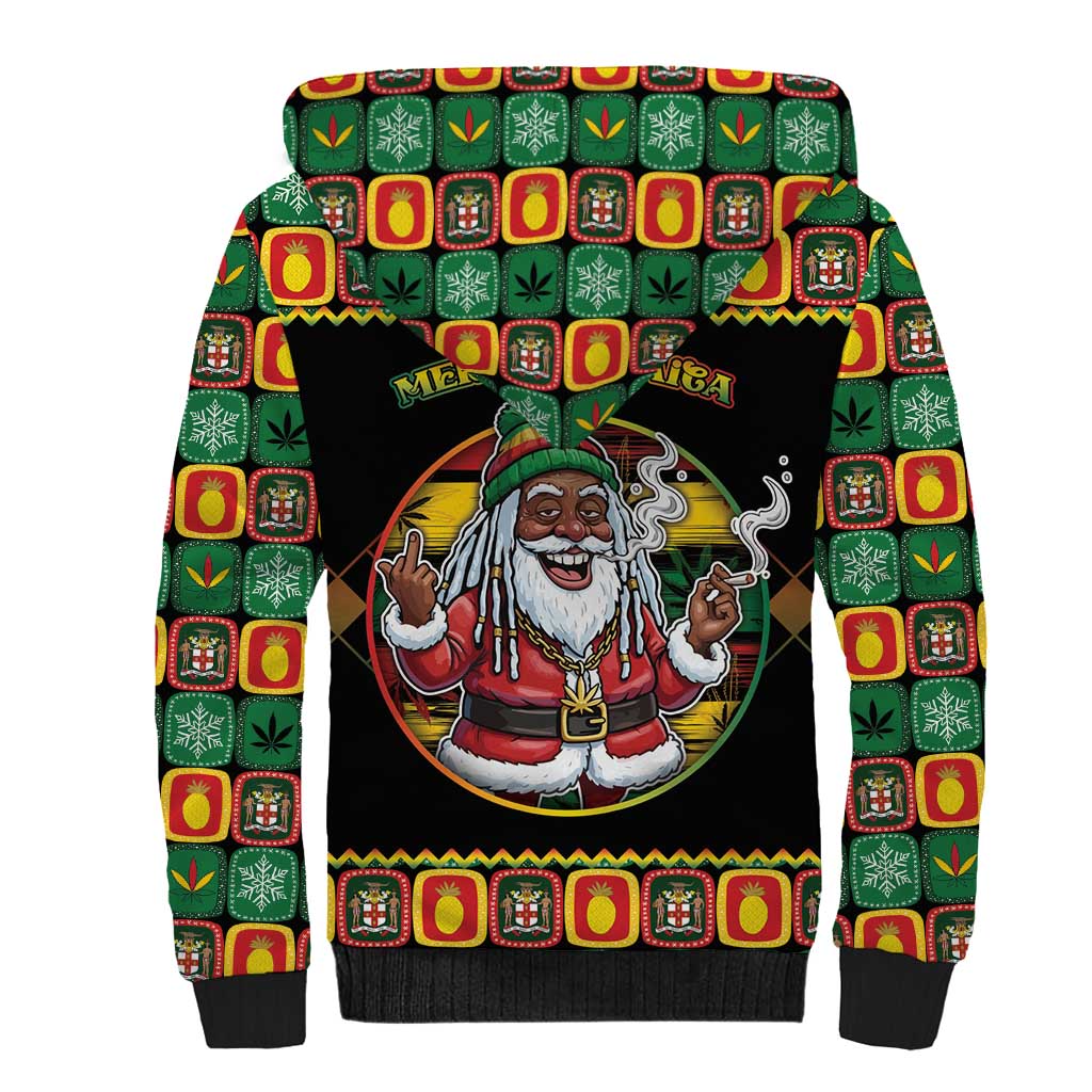 Afro-Jamaicans Christmas Sherpa Hoodie Most Likely To Smoke With Santa - African Pride