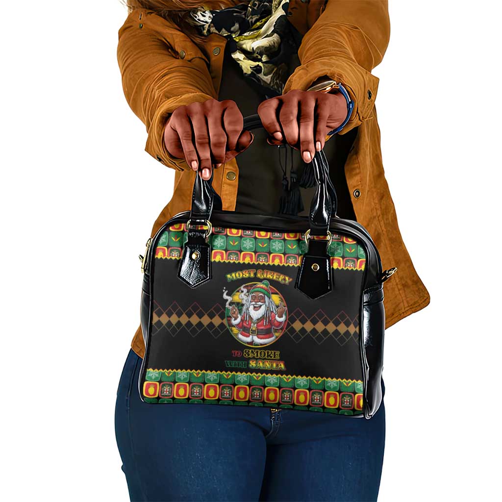 Afro-Jamaicans Christmas Shoulder Handbag Most Likely To Smoke With Santa - African Pride