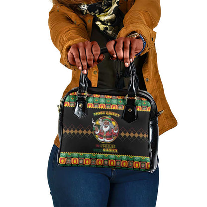 Afro-Jamaicans Christmas Shoulder Handbag Most Likely To Smoke With Santa - African Pride