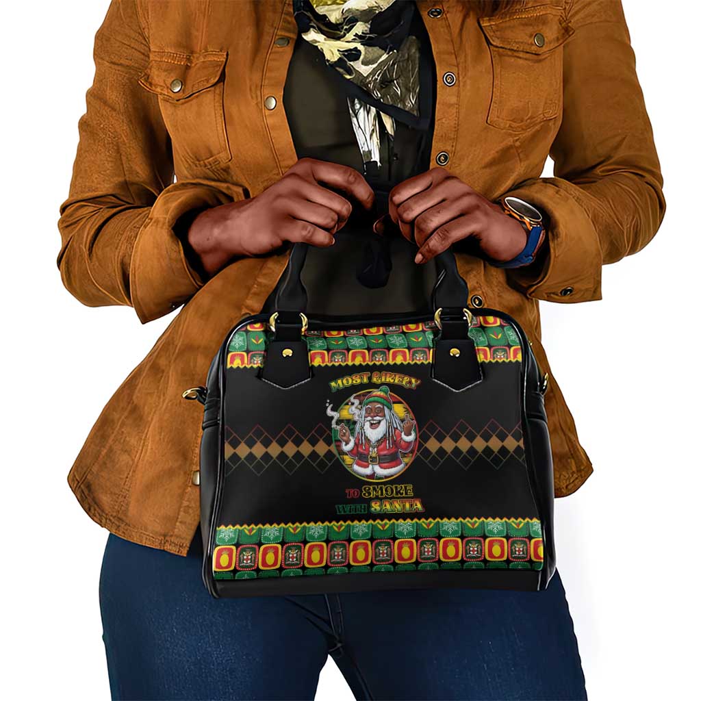 Afro-Jamaicans Christmas Shoulder Handbag Most Likely To Smoke With Santa - African Pride
