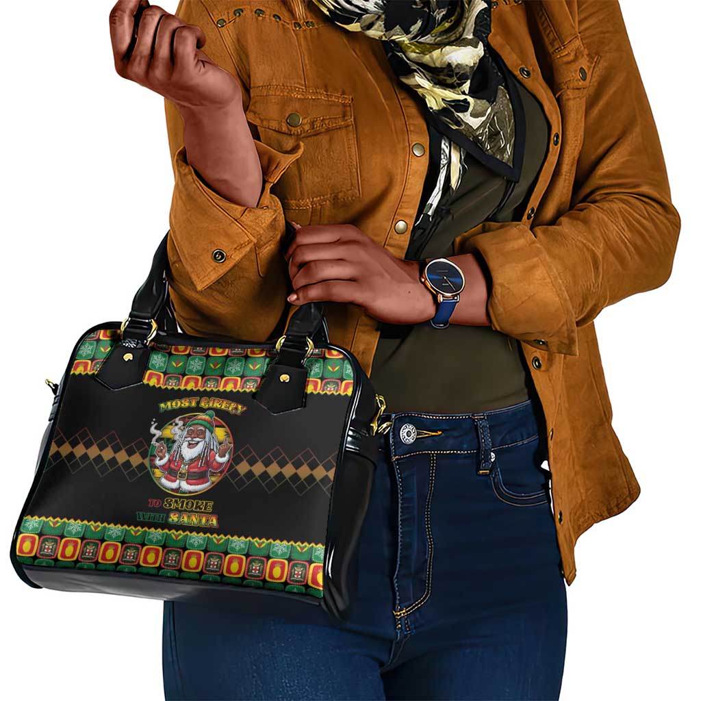 Afro-Jamaicans Christmas Shoulder Handbag Most Likely To Smoke With Santa - African Pride
