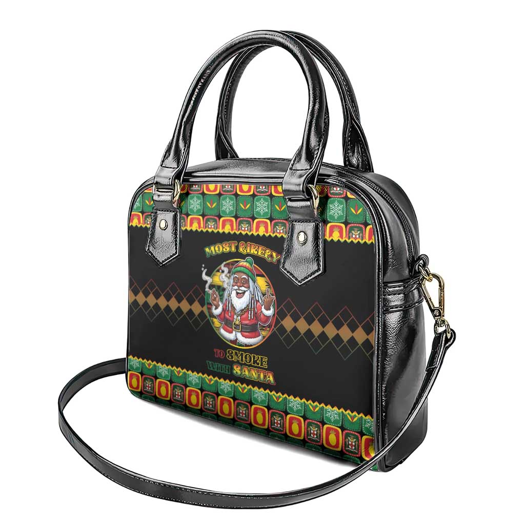 Afro-Jamaicans Christmas Shoulder Handbag Most Likely To Smoke With Santa - African Pride