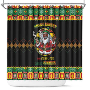 Afro-Jamaicans Christmas Shower Curtain Most Likely To Smoke With Santa - African Pride