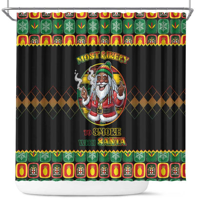 Afro-Jamaicans Christmas Shower Curtain Most Likely To Smoke With Santa - African Pride