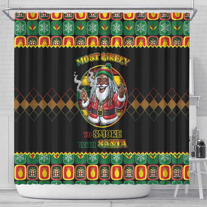 Afro-Jamaicans Christmas Shower Curtain Most Likely To Smoke With Santa - African Pride