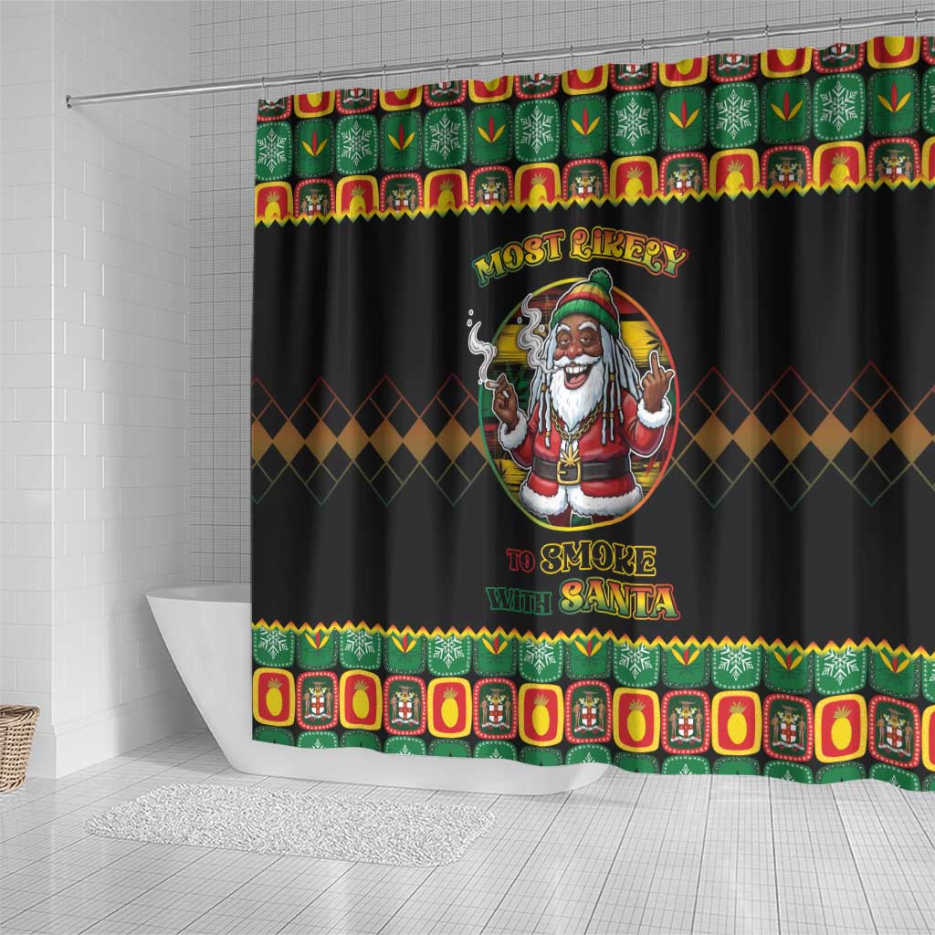 Afro-Jamaicans Christmas Shower Curtain Most Likely To Smoke With Santa - African Pride
