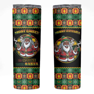 Afro-Jamaicans Christmas Skinny Tumbler Most Likely To Smoke With Santa - African Pride