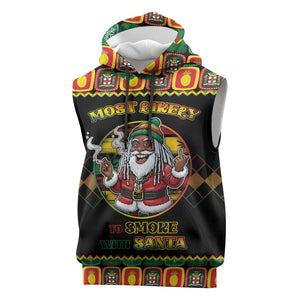 Afro-Jamaicans Christmas Sleeveless Hoodie Most Likely To Smoke With Santa - African Pride