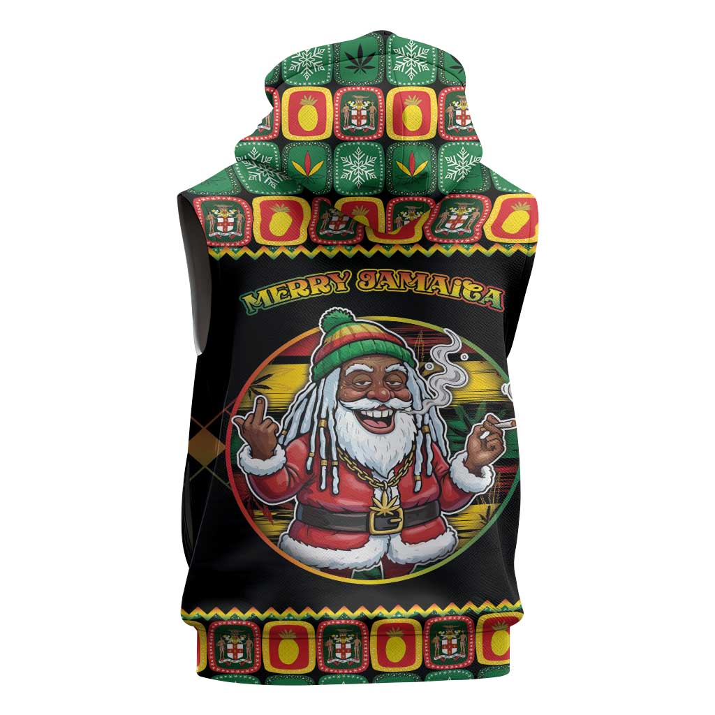 Afro-Jamaicans Christmas Sleeveless Hoodie Most Likely To Smoke With Santa - African Pride