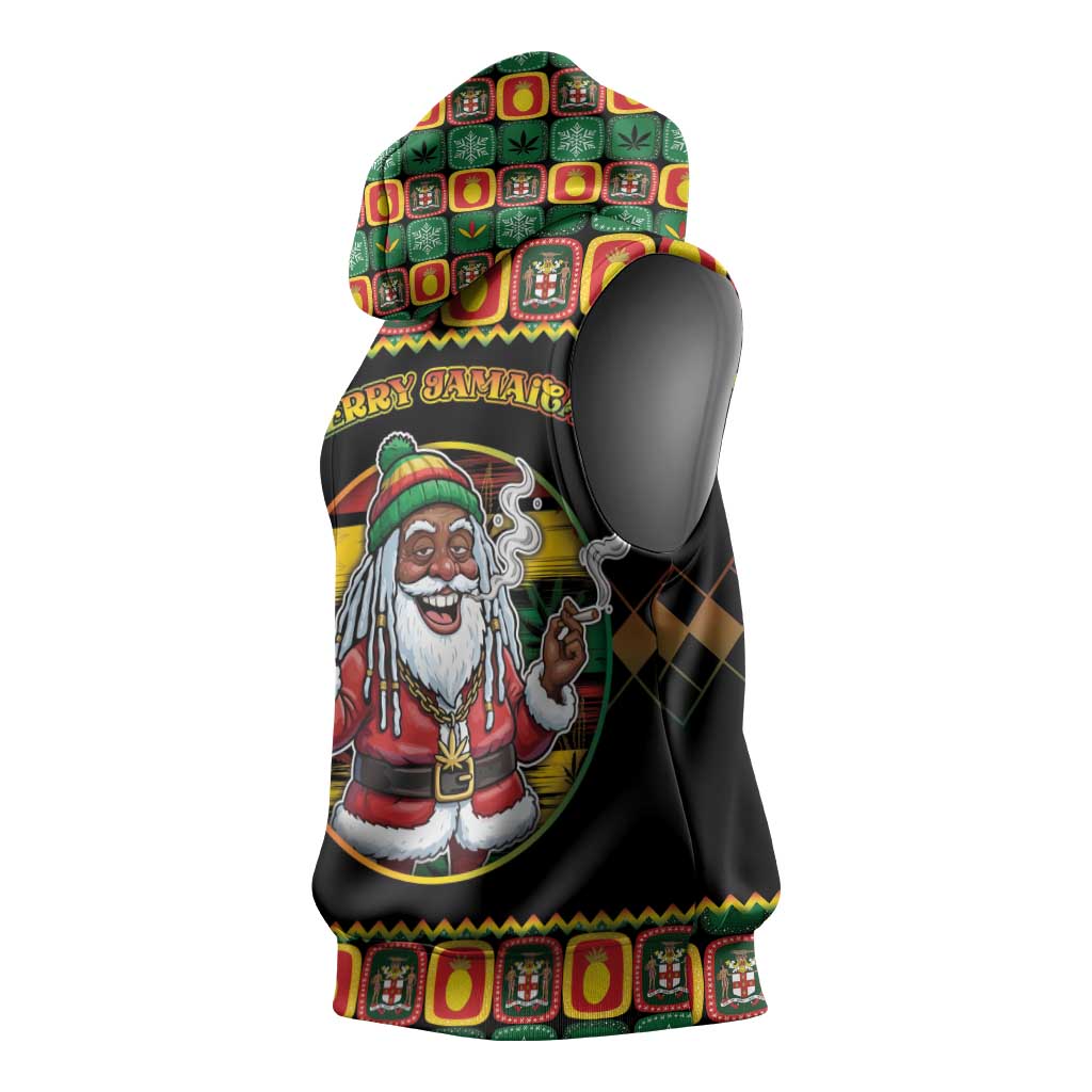 Afro-Jamaicans Christmas Sleeveless Hoodie Most Likely To Smoke With Santa - African Pride