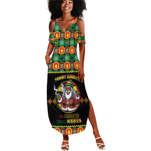 Afro-Jamaicans Christmas Summer Maxi Dress Most Likely To Smoke With Santa - African Pride