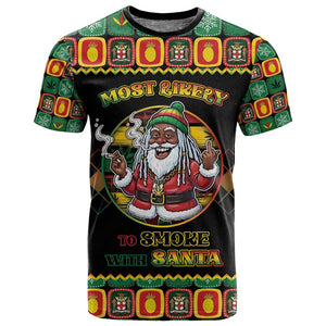 Afro-Jamaicans Christmas T shirt Most Likely To Smoke With Santa - African Pride