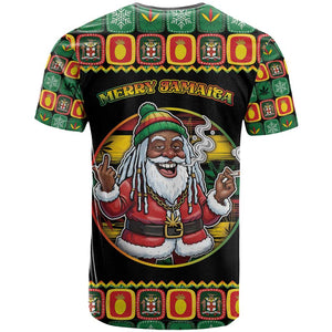 Afro-Jamaicans Christmas T shirt Most Likely To Smoke With Santa - African Pride