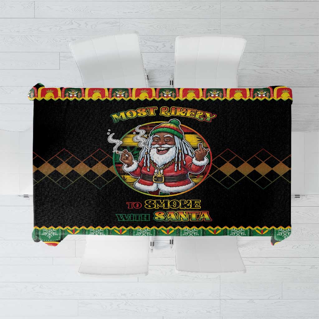 Afro-Jamaicans Christmas Tablecloth Most Likely To Smoke With Santa - African Pride
