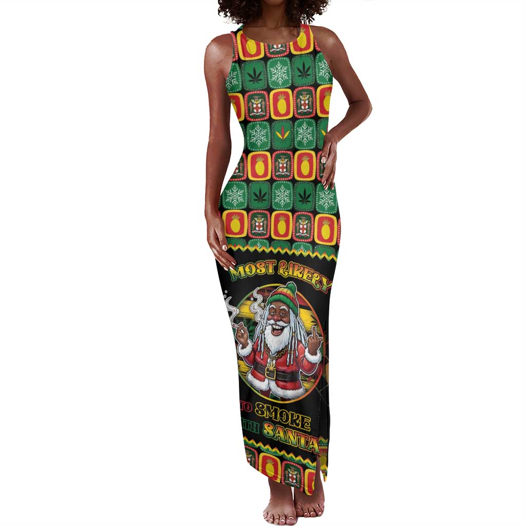 Afro-Jamaicans Christmas Tank Maxi Dress Most Likely To Smoke With Santa - African Pride