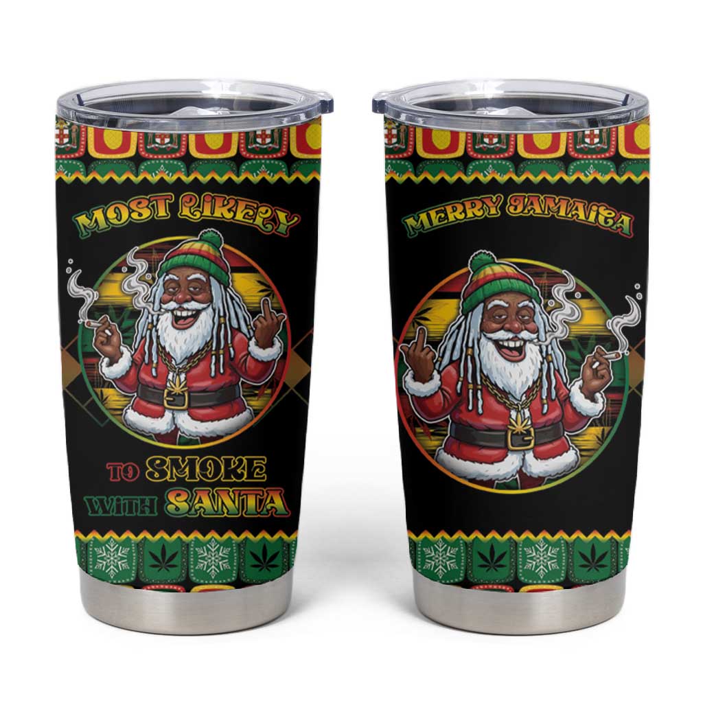 Afro-Jamaicans Christmas Tumbler Cup Most Likely To Smoke With Santa - African Pride