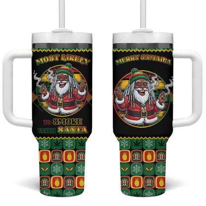 Afro-Jamaicans Christmas Tumbler With Handle Most Likely To Smoke With Santa - African Pride