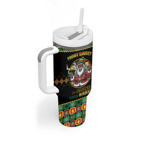 Afro-Jamaicans Christmas Tumbler With Handle Most Likely To Smoke With Santa - African Pride