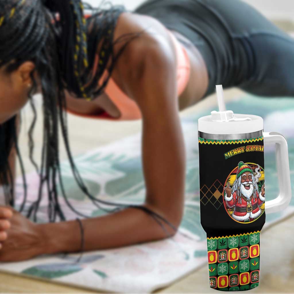 Afro-Jamaicans Christmas Tumbler With Handle Most Likely To Smoke With Santa - African Pride