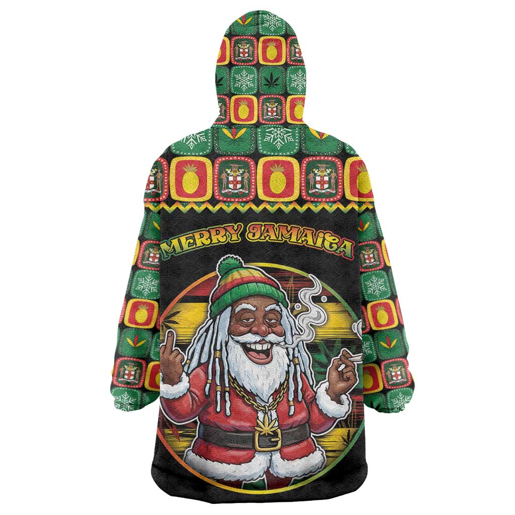 Afro-Jamaicans Christmas Wearable Blanket Hoodie Most Likely To Smoke With Santa - African Pride