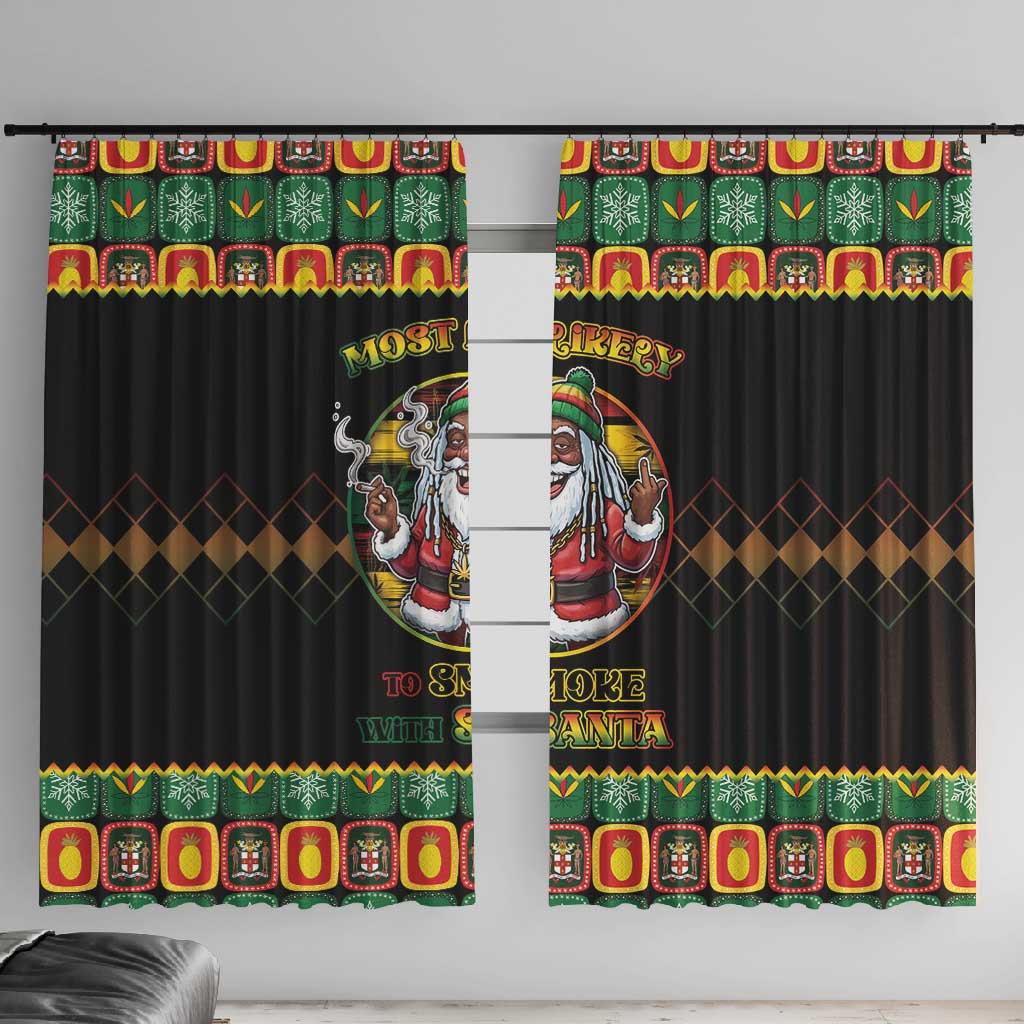 Afro-Jamaicans Christmas Window Curtain Most Likely To Smoke With Santa - African Pride
