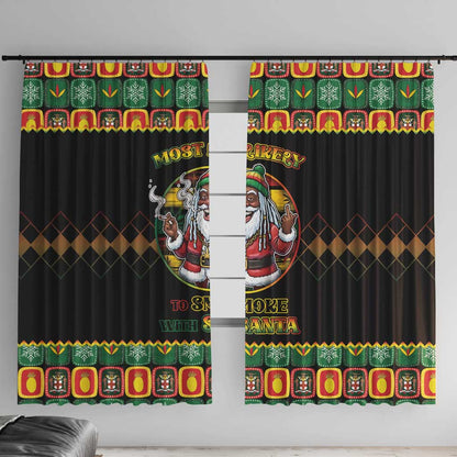 Afro-Jamaicans Christmas Window Curtain Most Likely To Smoke With Santa - African Pride