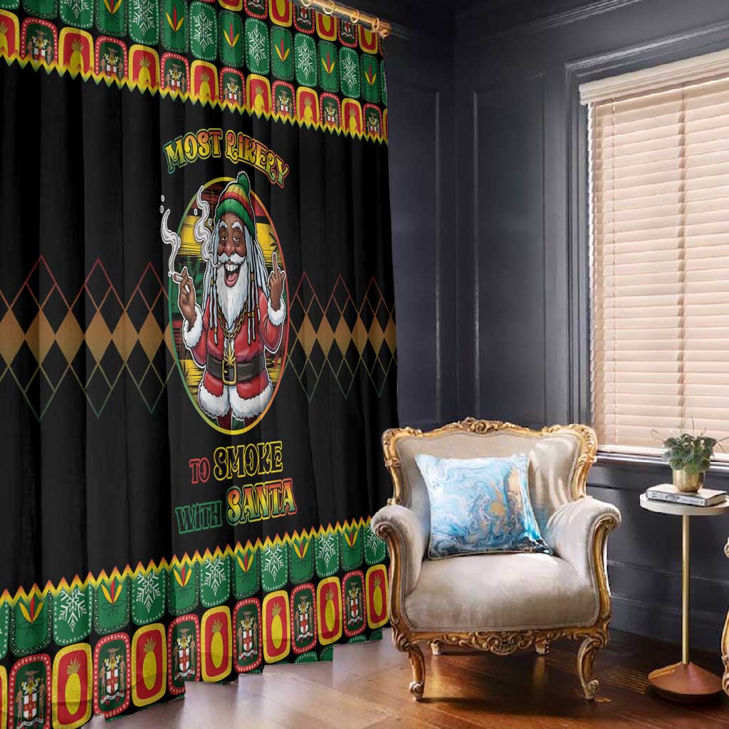 Afro-Jamaicans Christmas Window Curtain Most Likely To Smoke With Santa - African Pride