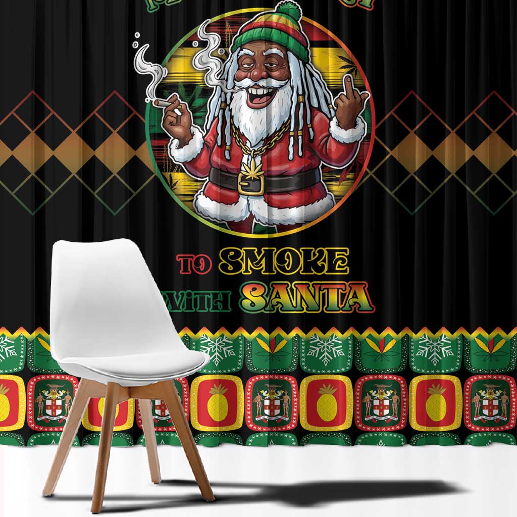 Afro-Jamaicans Christmas Window Curtain Most Likely To Smoke With Santa - African Pride