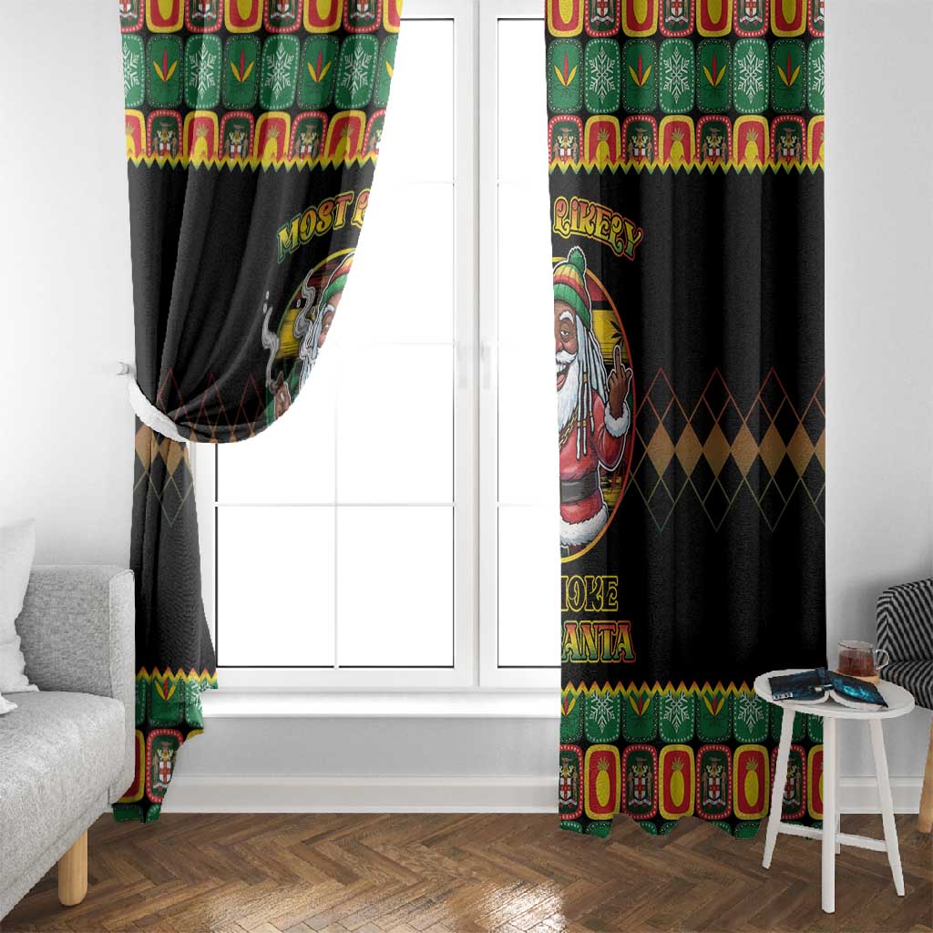 Afro-Jamaicans Christmas Window Curtain Most Likely To Smoke With Santa - African Pride