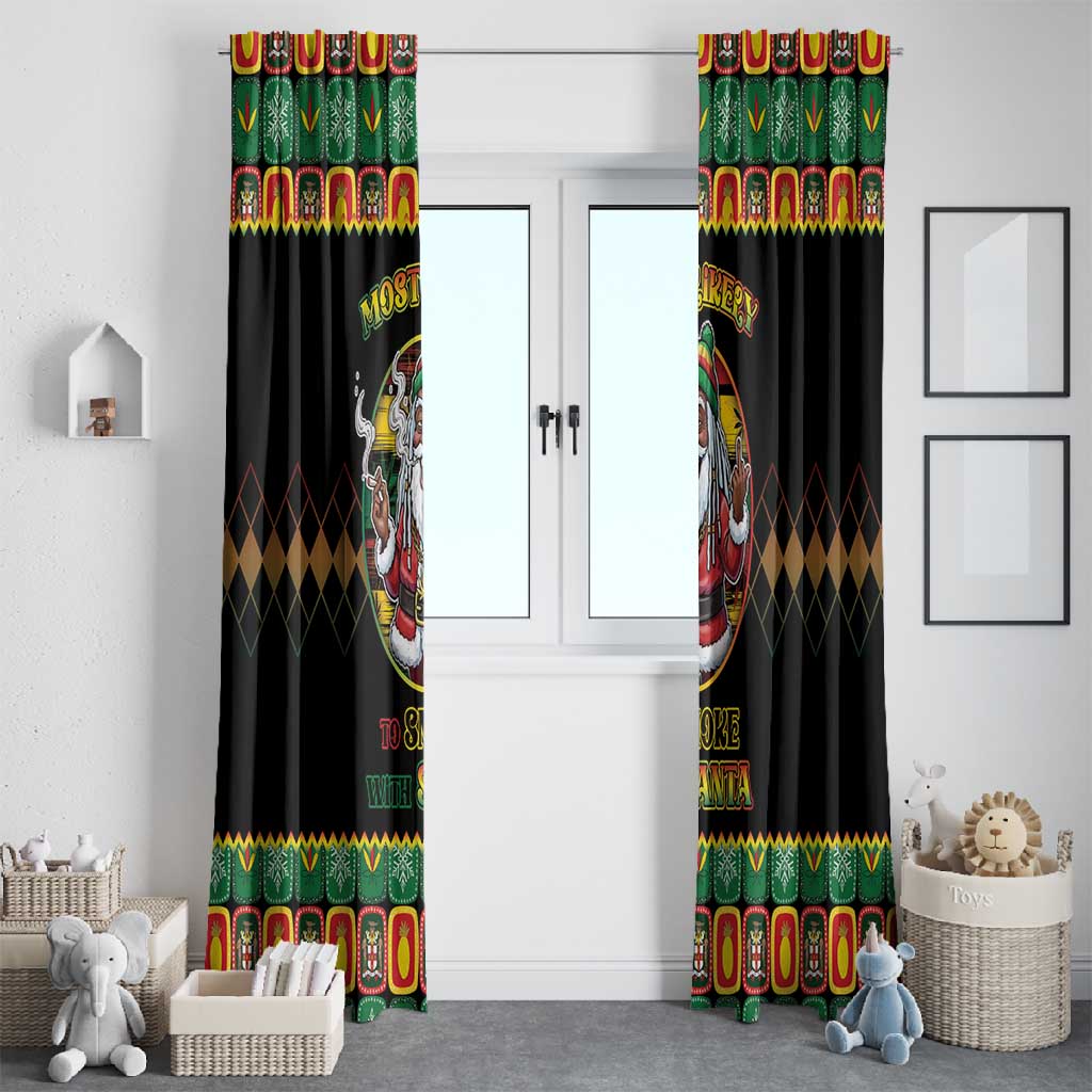 Afro-Jamaicans Christmas Window Curtain Most Likely To Smoke With Santa - African Pride