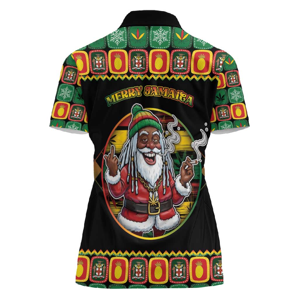 Afro-Jamaicans Christmas Women Polo Shirt Most Likely To Smoke With Santa - African Pride