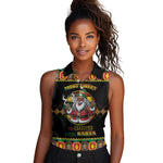Afro-Jamaicans Christmas Women Sleeveless Polo Shirt Most Likely To Smoke With Santa - African Pride
