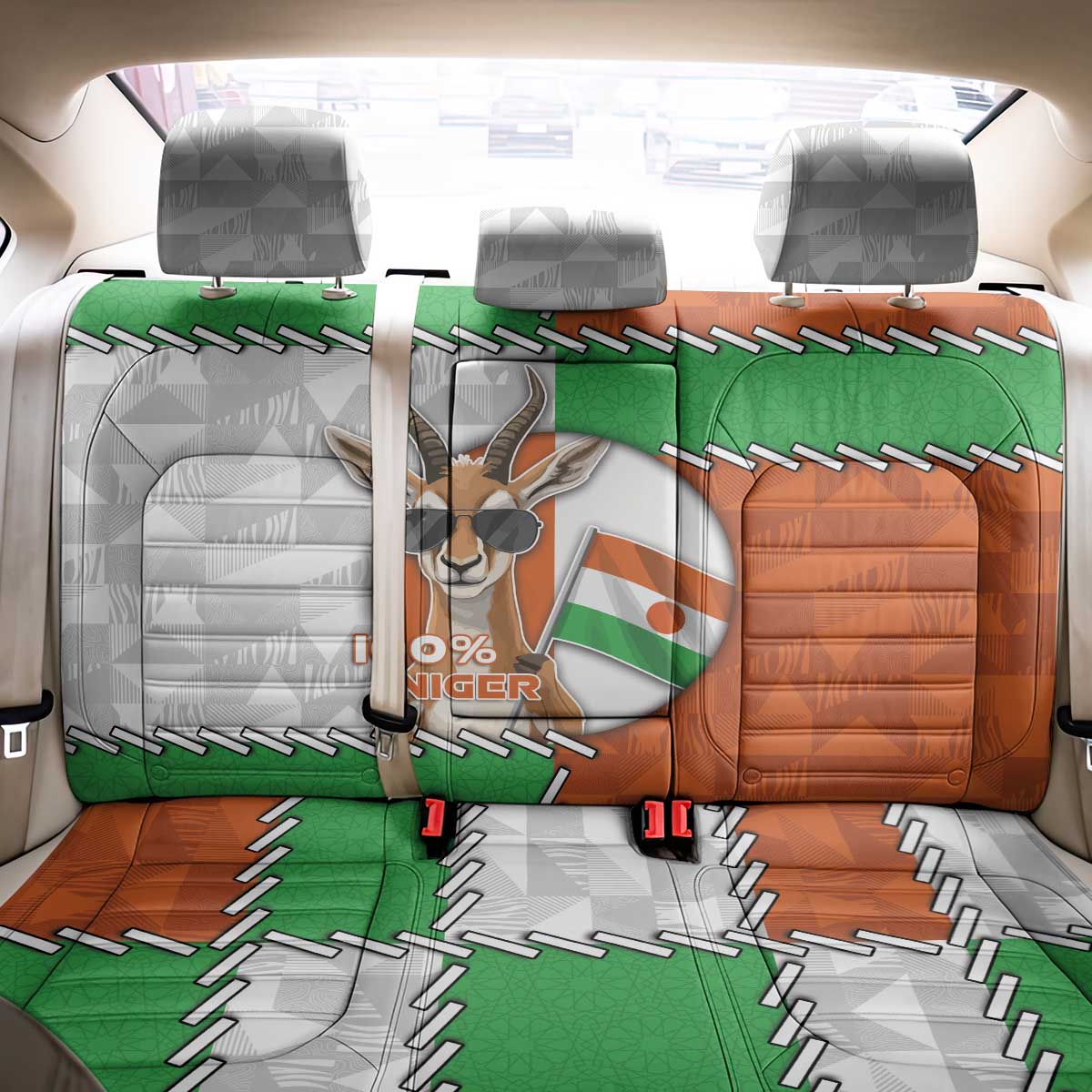 Niger Back Car Seat Cover Dama Gazelle Waving Flag Funny Style