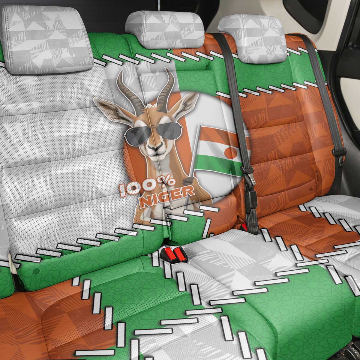 Niger Back Car Seat Cover Dama Gazelle Waving Flag Funny Style