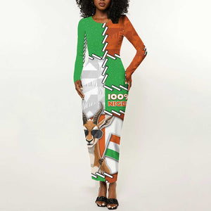 Personalized Niger Long Sleeve Bodycon Dress Dama Gazelle Waving Flag Funny Style