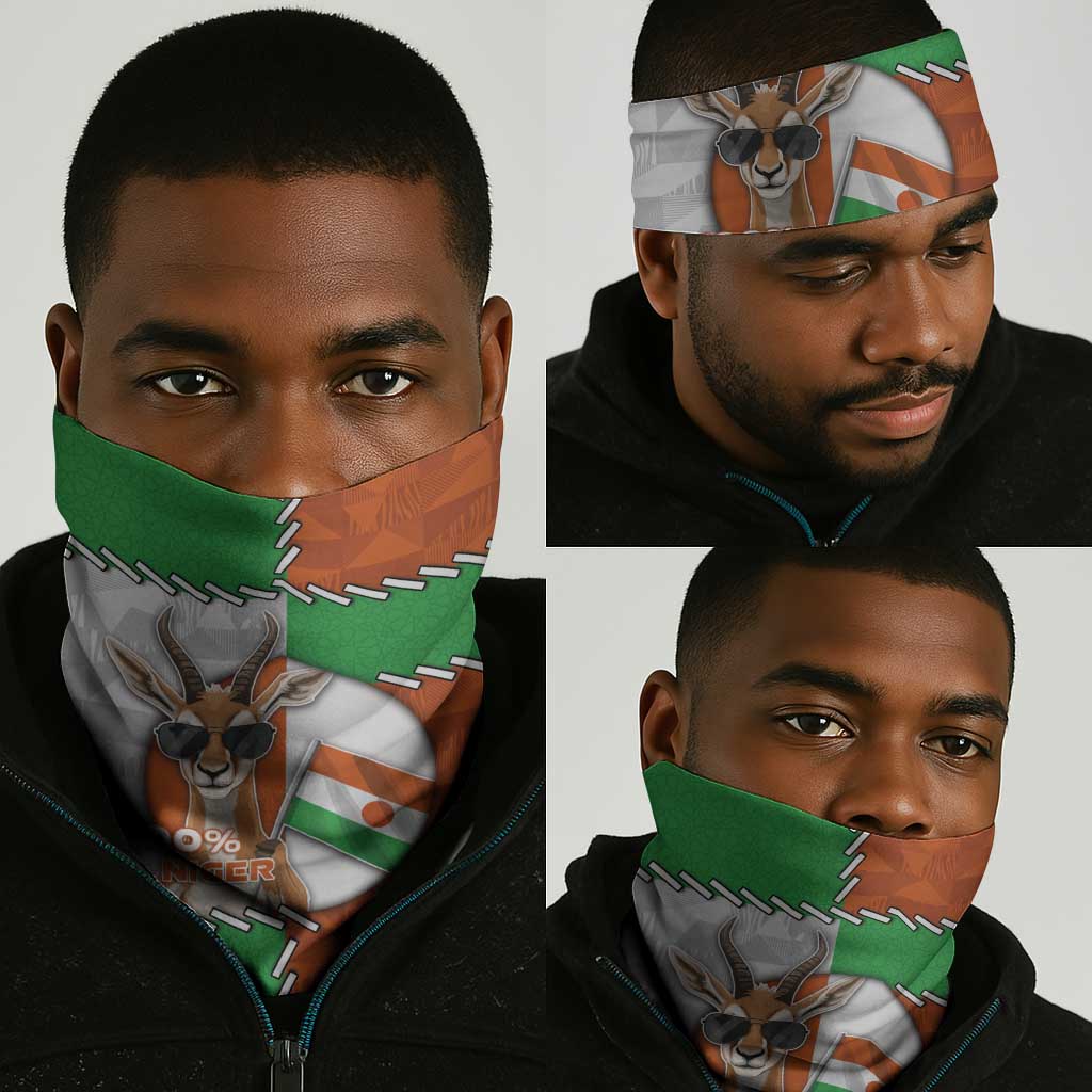 Niger Neck Gaiter Dama Gazelle Waving Flag Funny Style