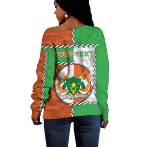 Personalized Niger Off Shoulder Sweater Dama Gazelle Waving Flag Funny Style