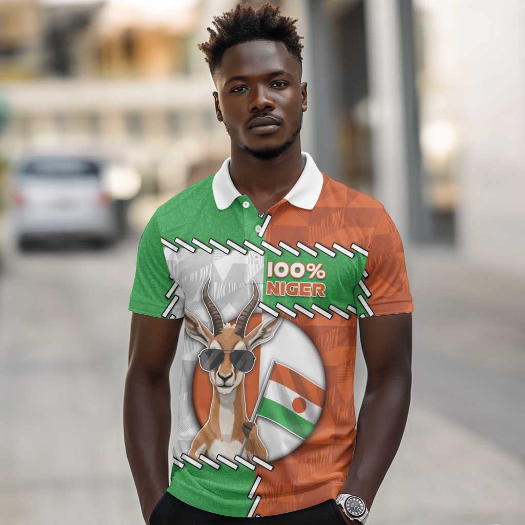 Personalized Niger Polo Shirt Dama Gazelle Waving Flag Funny Style