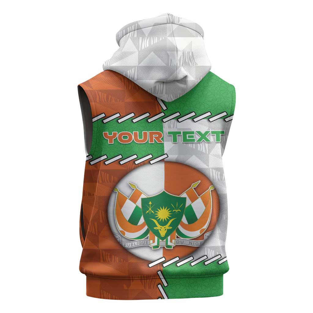 Personalized Niger Sleeveless Zip Hoodie Dama Gazelle Waving Flag Funny Style