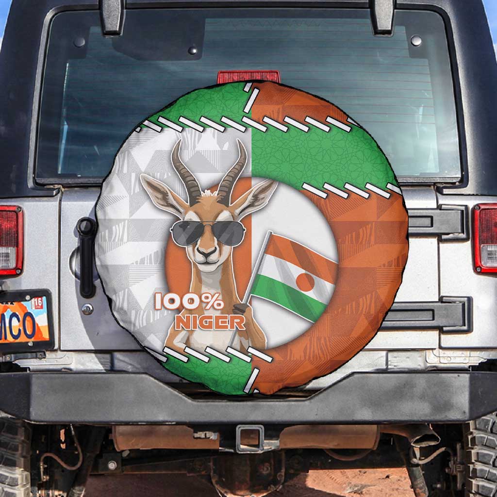 Niger Spare Tire Cover Dama Gazelle Waving Flag Funny Style