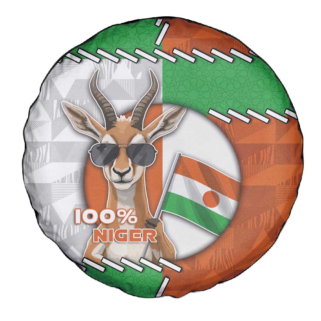 Niger Spare Tire Cover Dama Gazelle Waving Flag Funny Style
