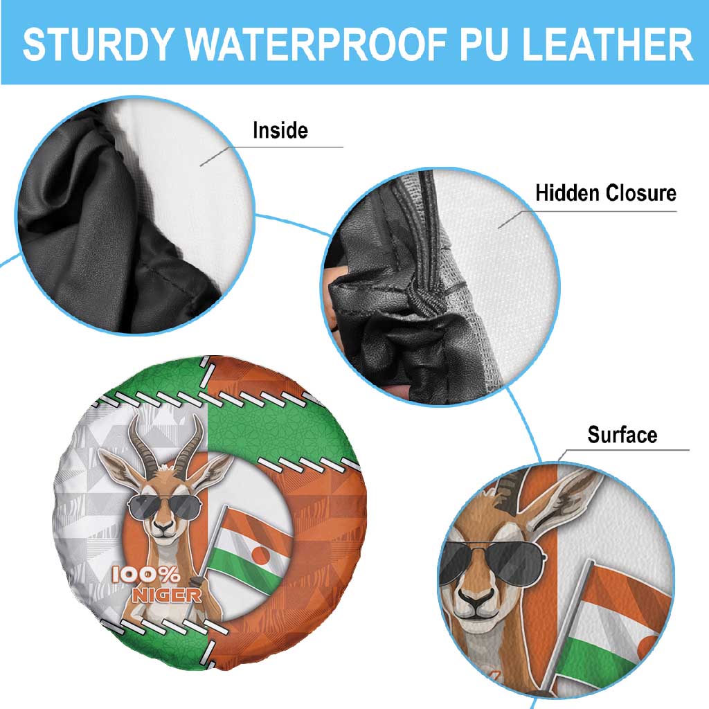 Niger Spare Tire Cover Dama Gazelle Waving Flag Funny Style