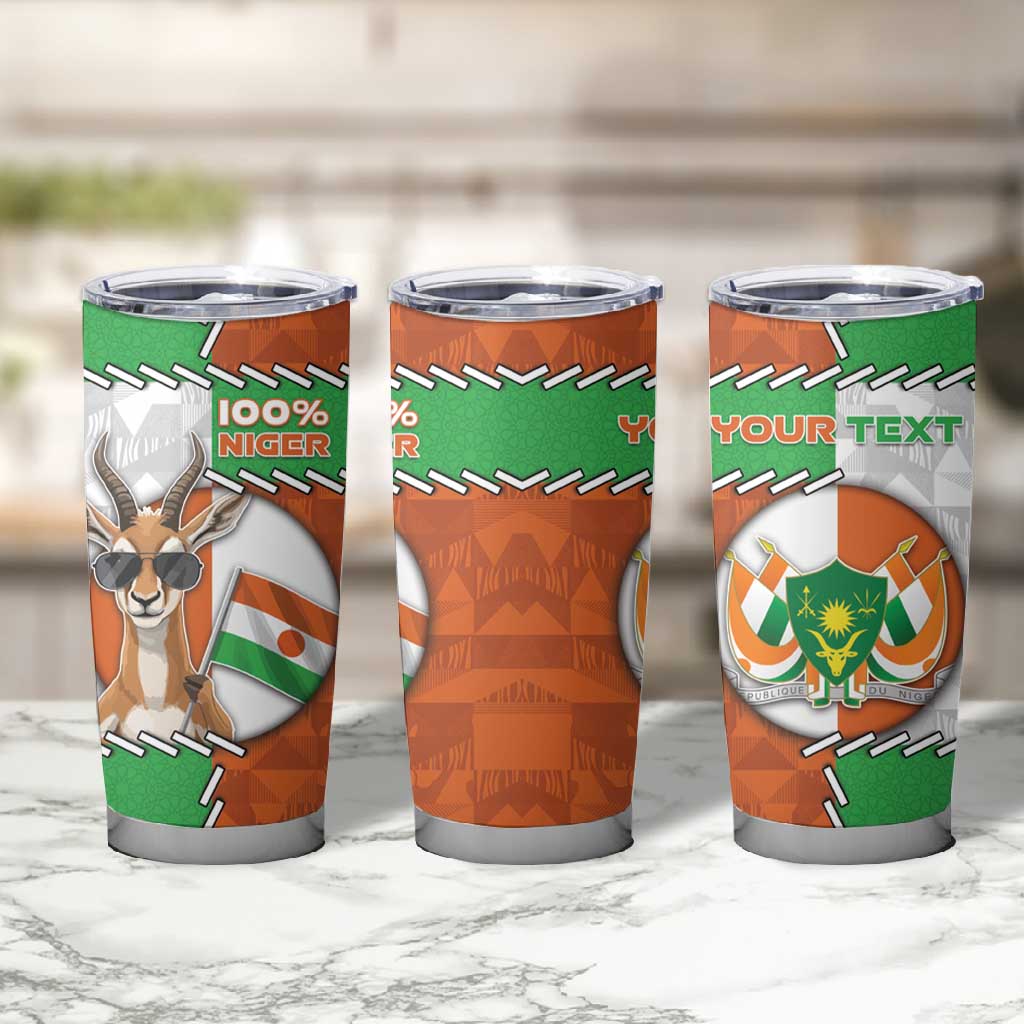 Personalized Niger Tumbler Cup Dama Gazelle Waving Flag Funny Style