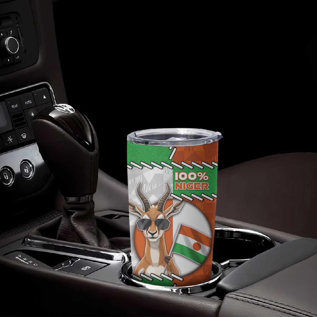 Personalized Niger Tumbler Cup Dama Gazelle Waving Flag Funny Style