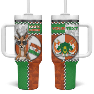 Personalized Niger Tumbler With Handle Dama Gazelle Waving Flag Funny Style