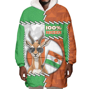 Personalized Niger Wearable Blanket Hoodie Dama Gazelle Waving Flag Funny Style