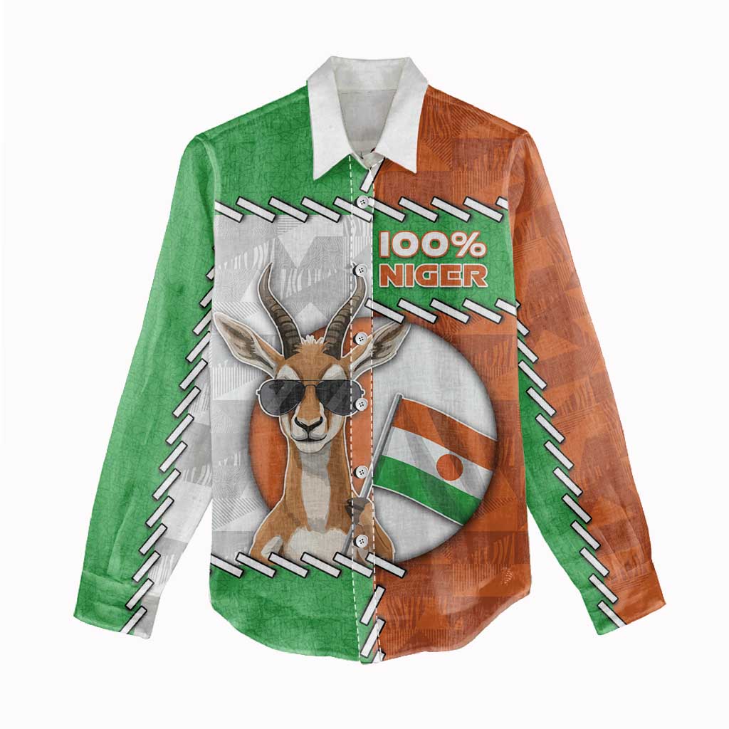 Personalized Niger Women Casual Shirt Dama Gazelle Waving Flag Funny Style