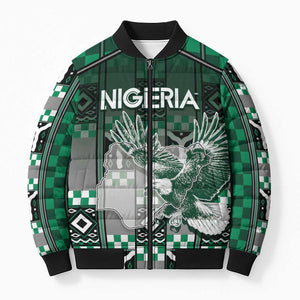 Personalized Nigeria Bomber Puffer Jacket Eagle With Tribal Patterns