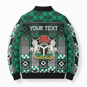 Personalized Nigeria Bomber Puffer Jacket Eagle With Tribal Patterns